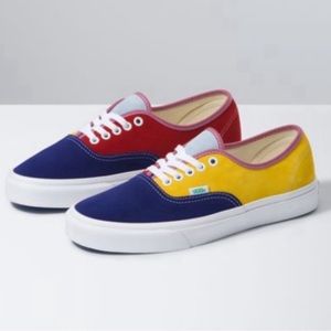 Vans Authentic Colorblock Suede Sneakers - Red, Blue, Yellow